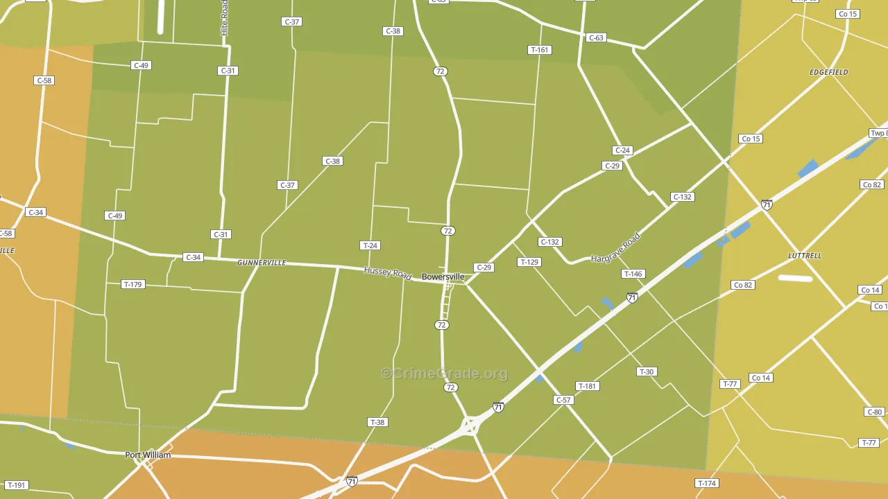 Bowersville, OH Map of Murder Rates
