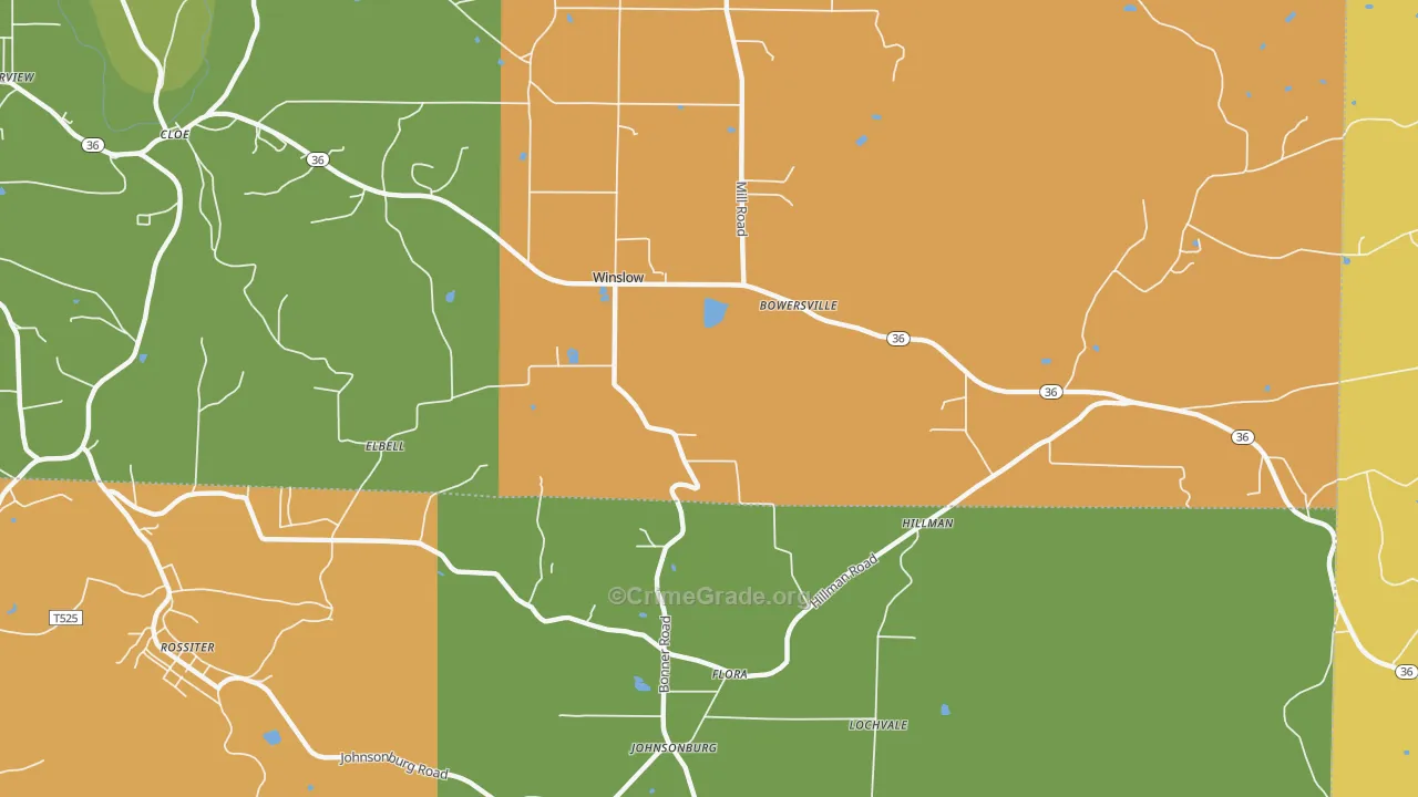Bowersville, PA Map of Murder Rates