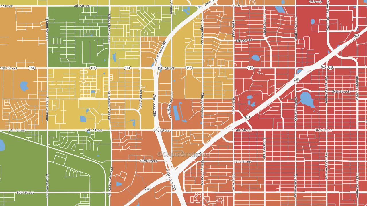 Bowie, Lubbock, TX Map of Murder Rates