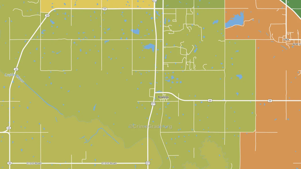 Bowlegs, OK Map of Murder Rates