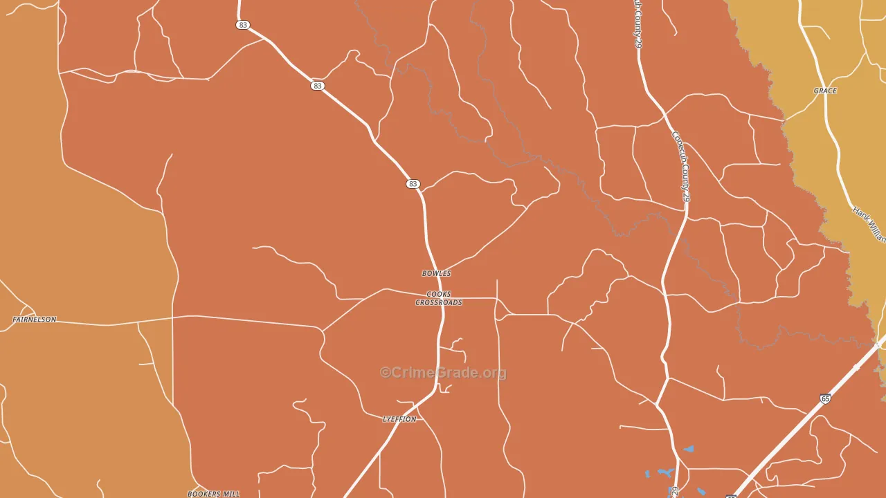 Bowles, AL Map of Murder Rates