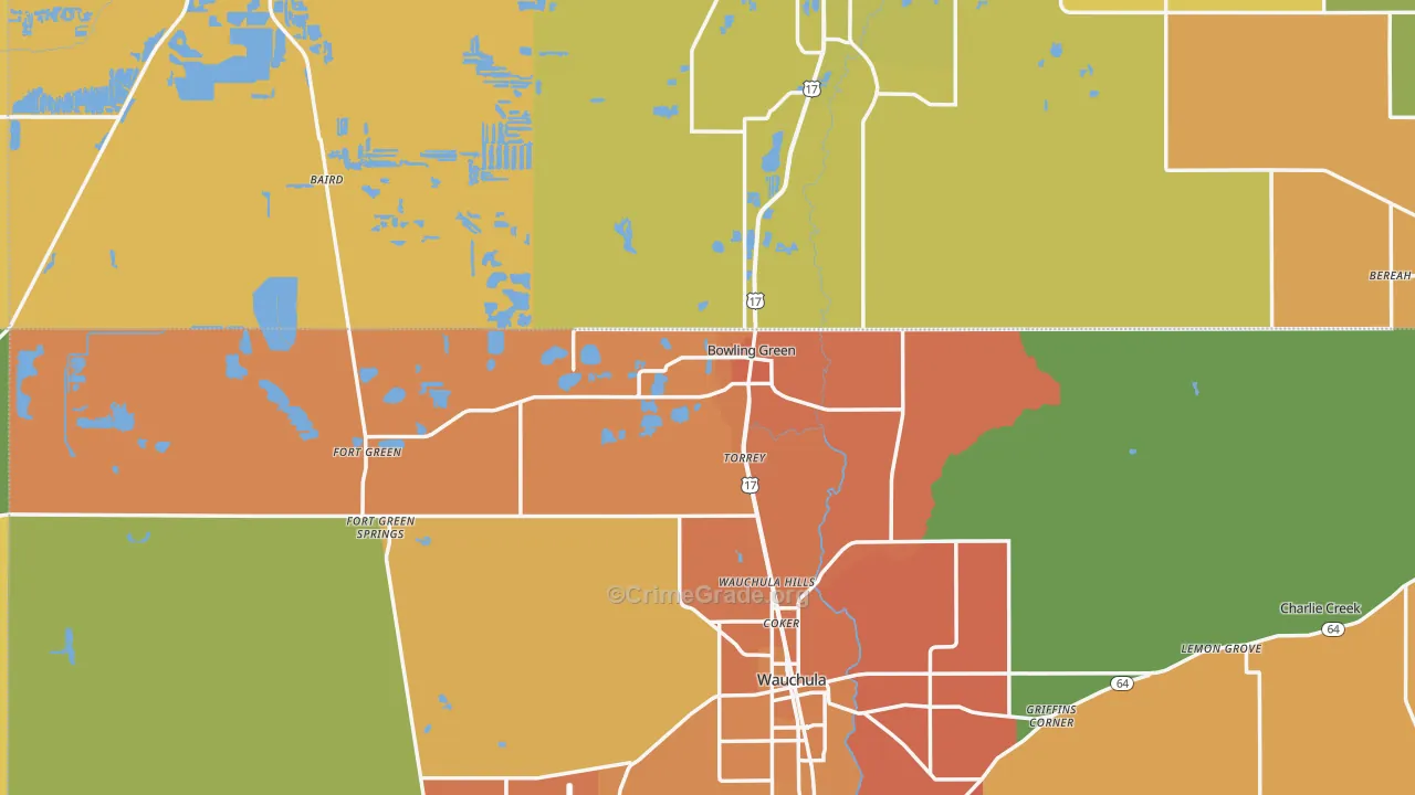 Bowling Green, FL Map of Murder Rates