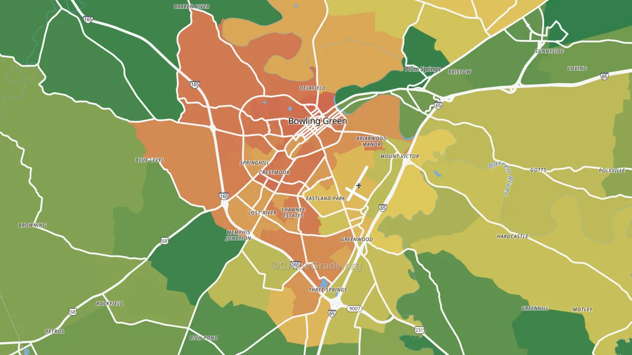 Bowling Green, KY Map of Murder Rates
