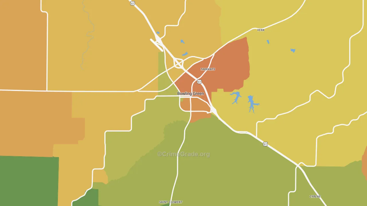Bowling Green, MO Map of Murder Rates