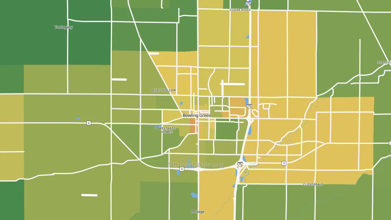 Bowling Green, OH Map of Murder Rates