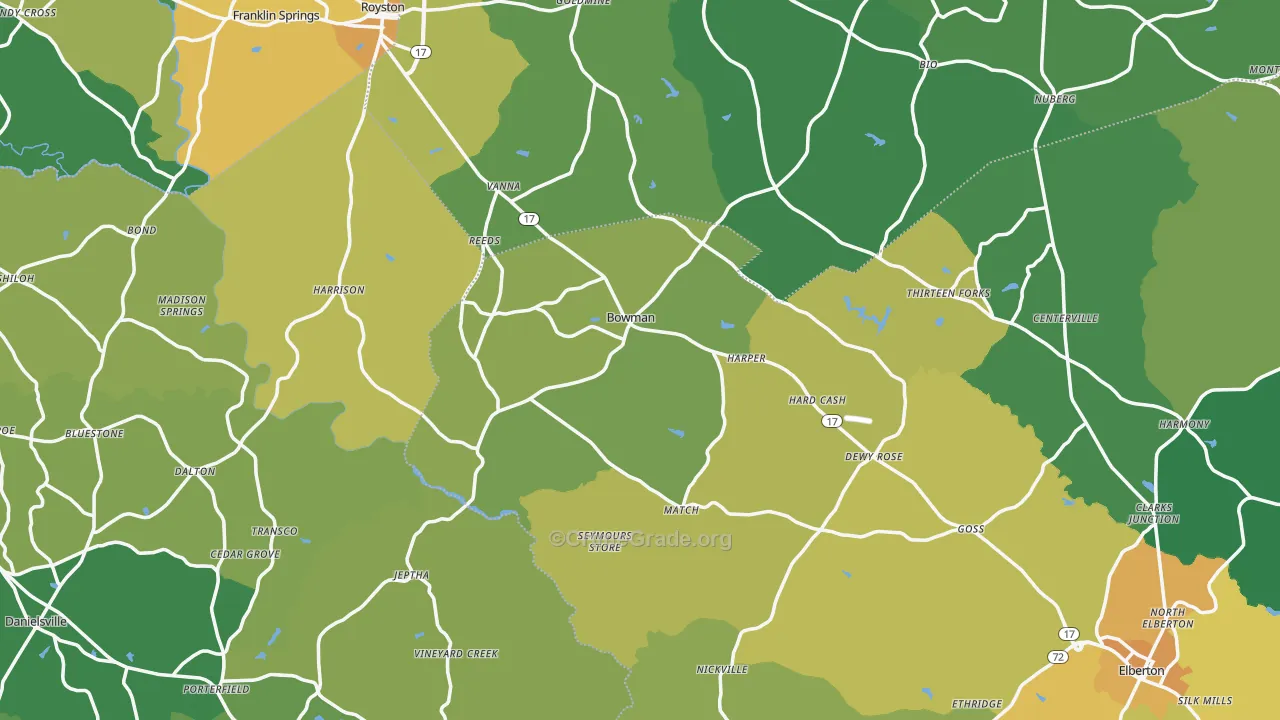 Bowman, GA Map of Murder Rates
