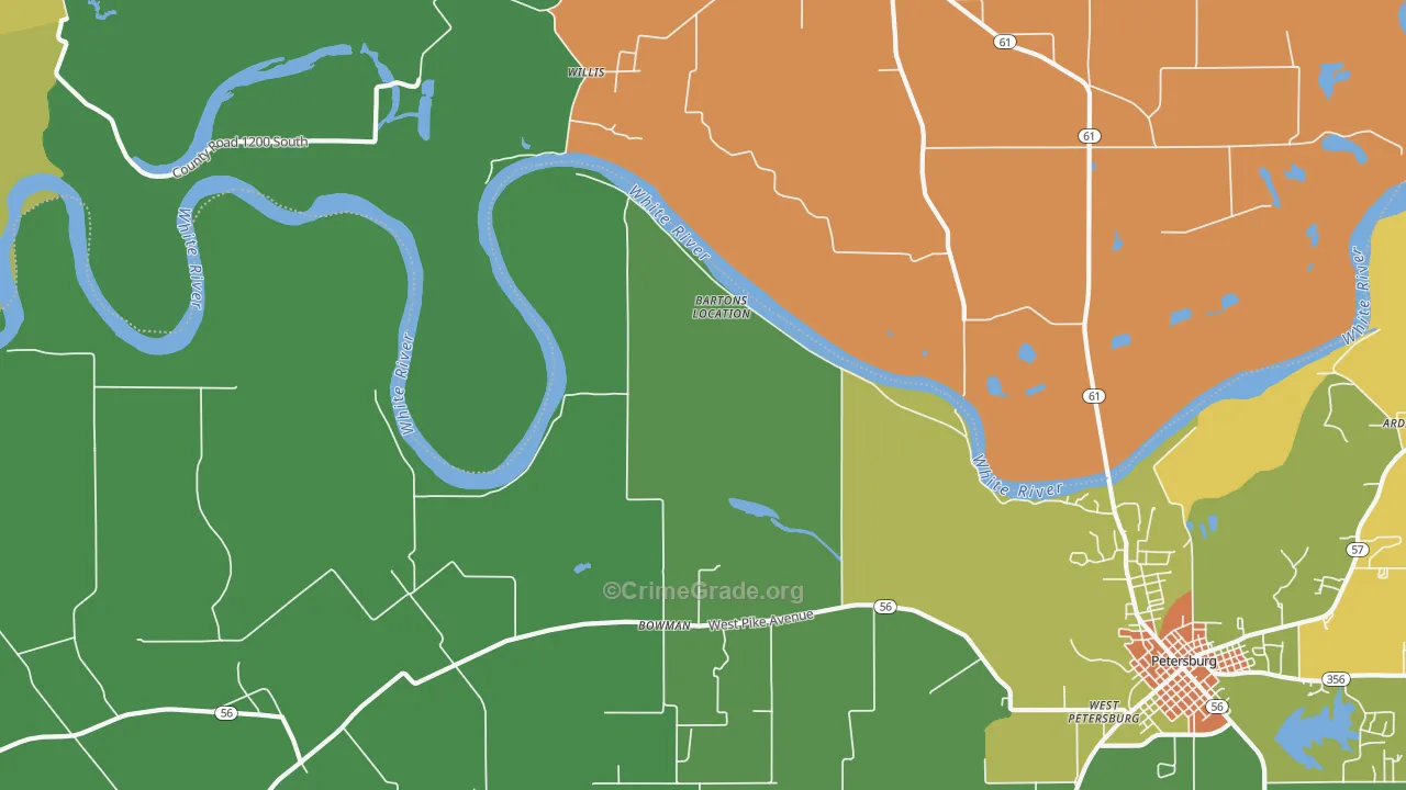 Bowman, IN Map of Murder Rates