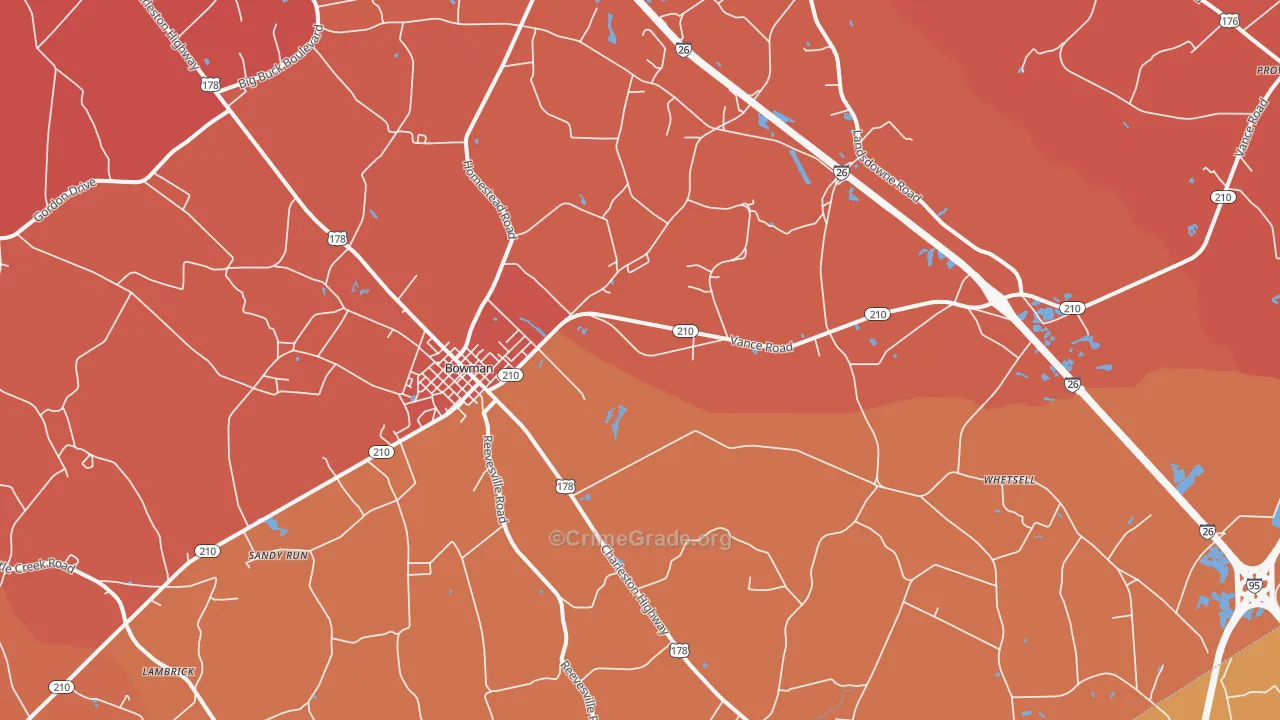 Bowman, SC Map of Murder Rates