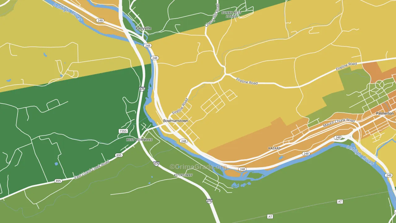 Bowmanstown, PA Map of Murder Rates