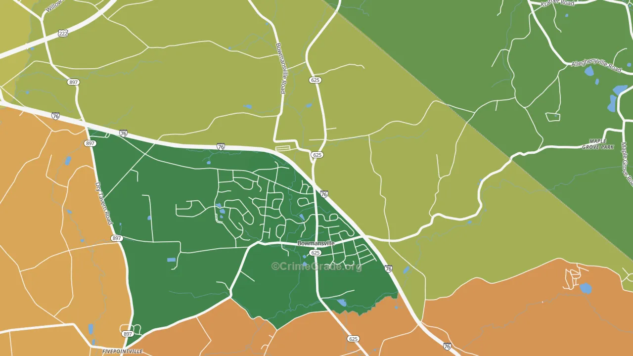 Bowmansville, PA Map of Murder Rates