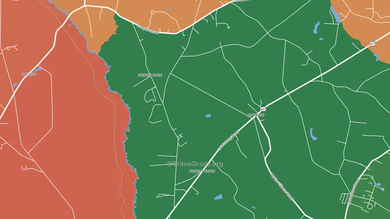 Bowmore, NC Map of Murder Rates