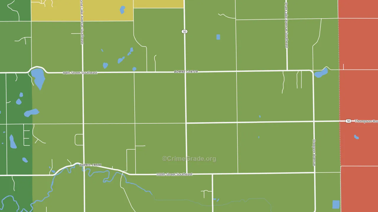 Bowne Center, MI Map of Murder Rates