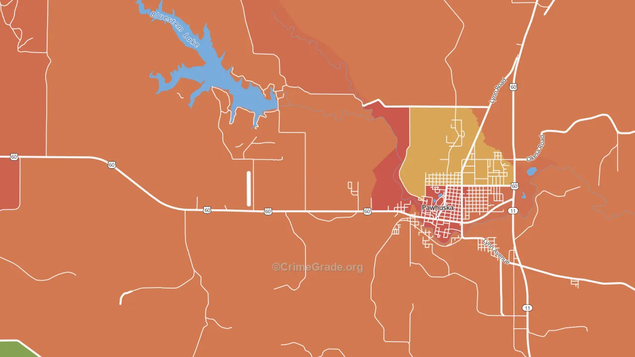 Bowring, OK Map of Murder Rates