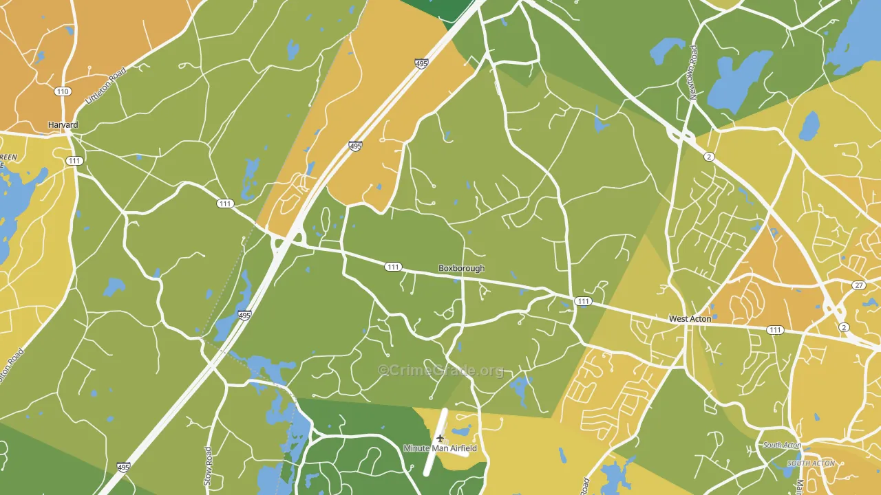 Boxborough, MA Map of Murder Rates