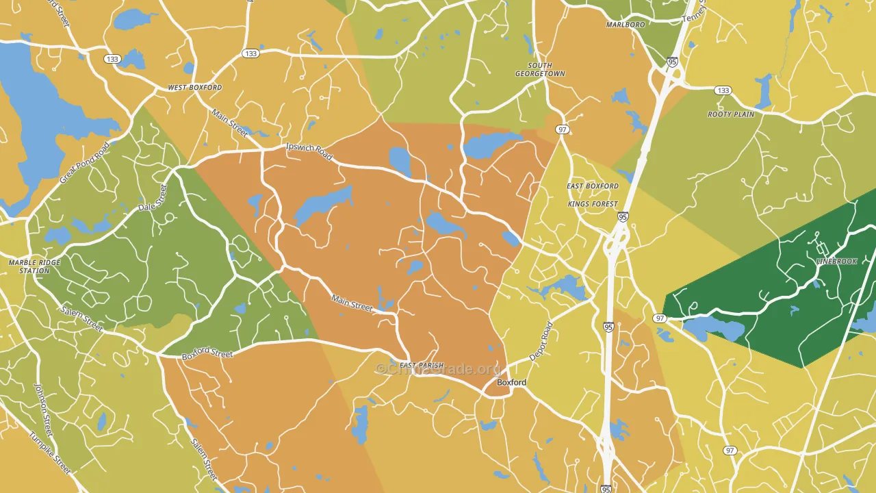 Boxford, MA Map of Murder Rates