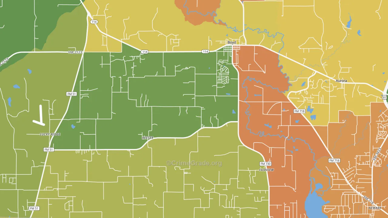 Boyd, TX Map of Murder Rates