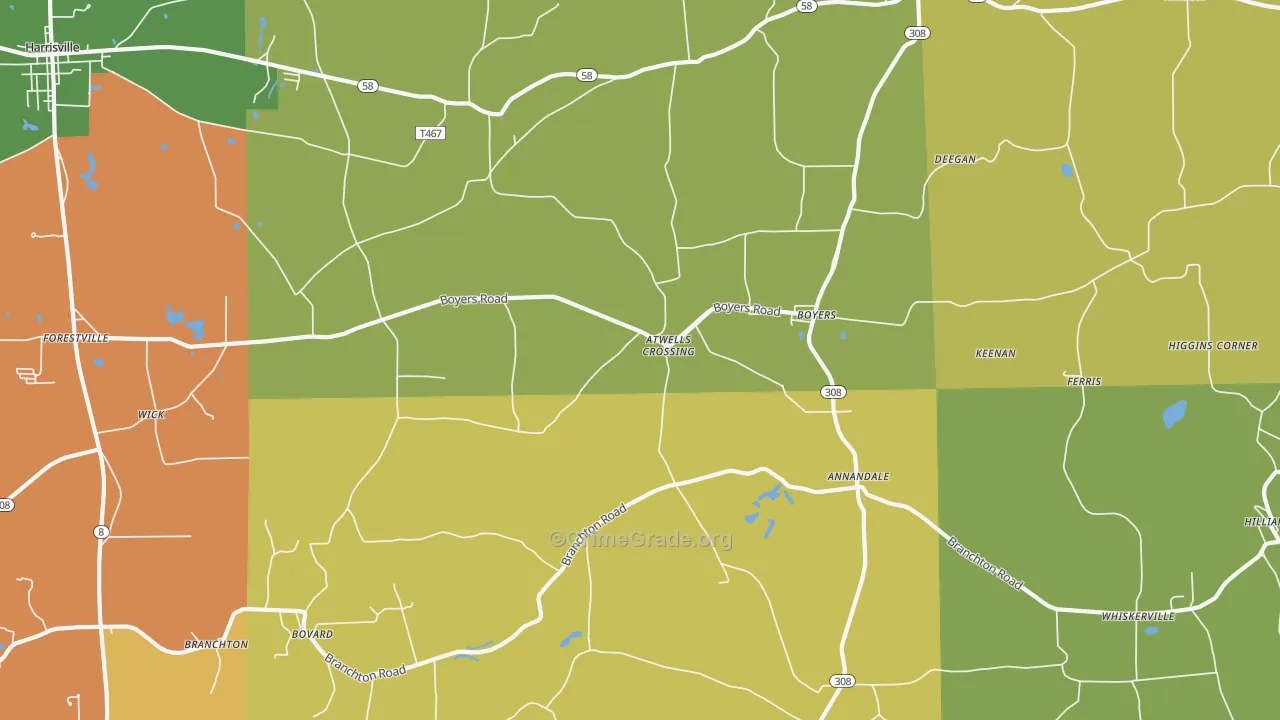 Boyers, PA Map of Murder Rates