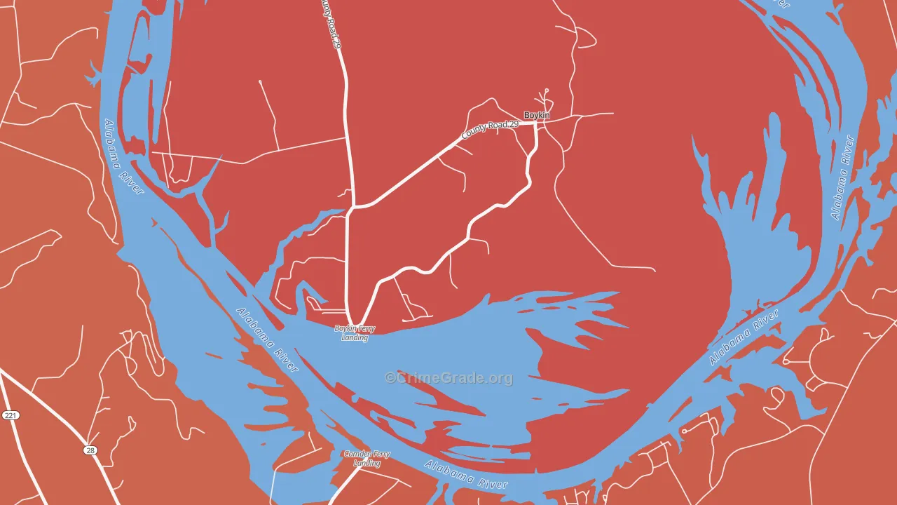 Boykin, AL Map of Murder Rates