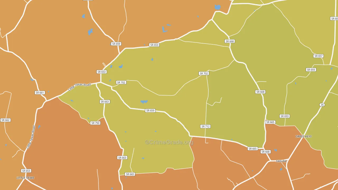 Boykins and Branchville, VA Map of Murder Rates