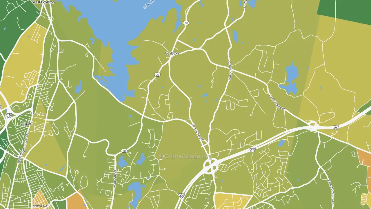 Boylston, MA Map of Murder Rates