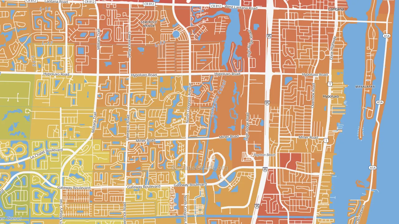 Boynton Lakes Plaza, Boynton Beach, FL Map of Murder Rates