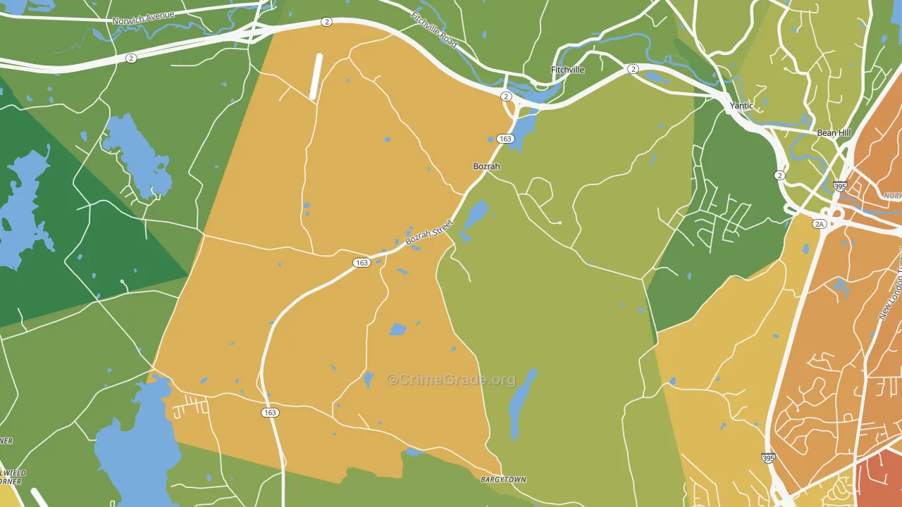 Bozrah, CT Map of Murder Rates
