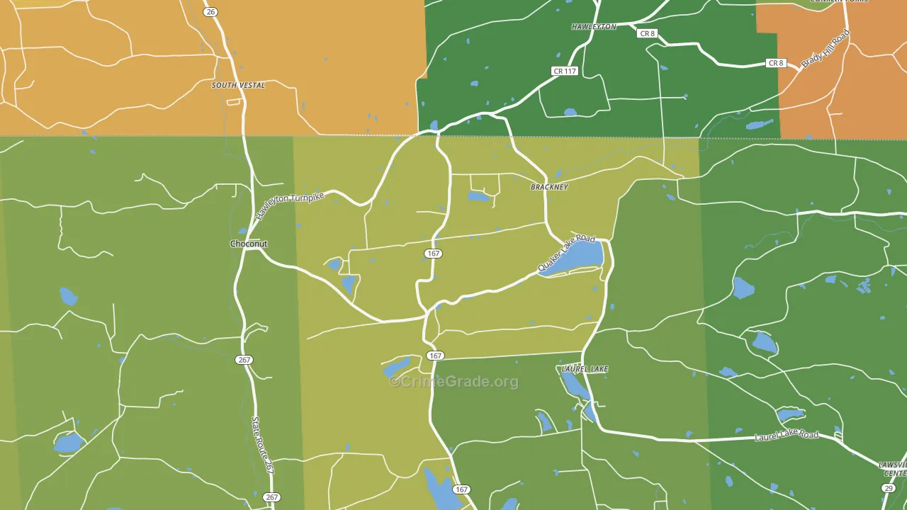 Brackney, PA Map of Murder Rates