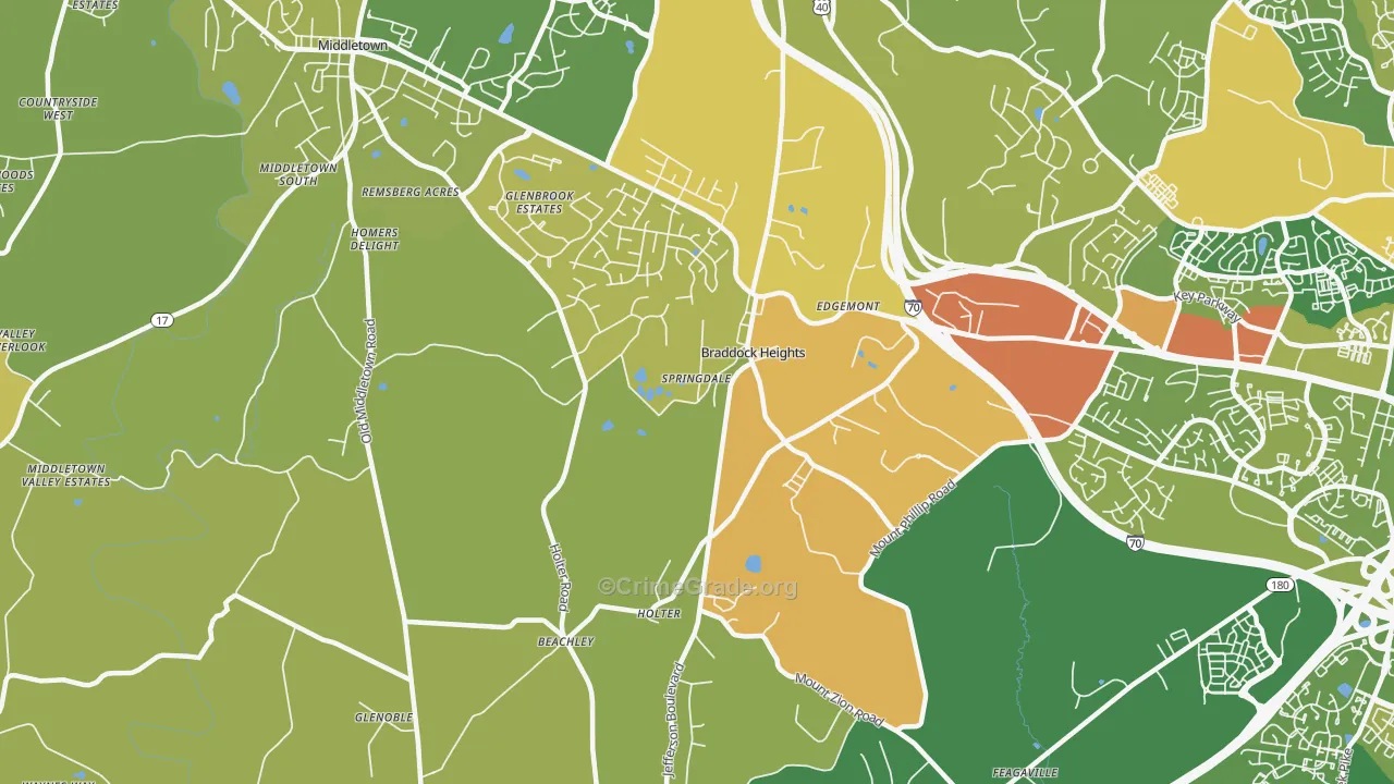 Braddock Heights, MD Map of Murder Rates