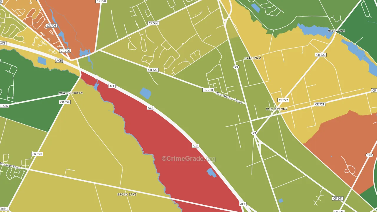 Braddock, NJ Map of Murder Rates