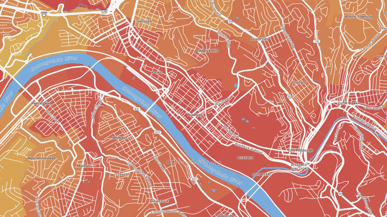 Braddock, PA Map of Murder Rates