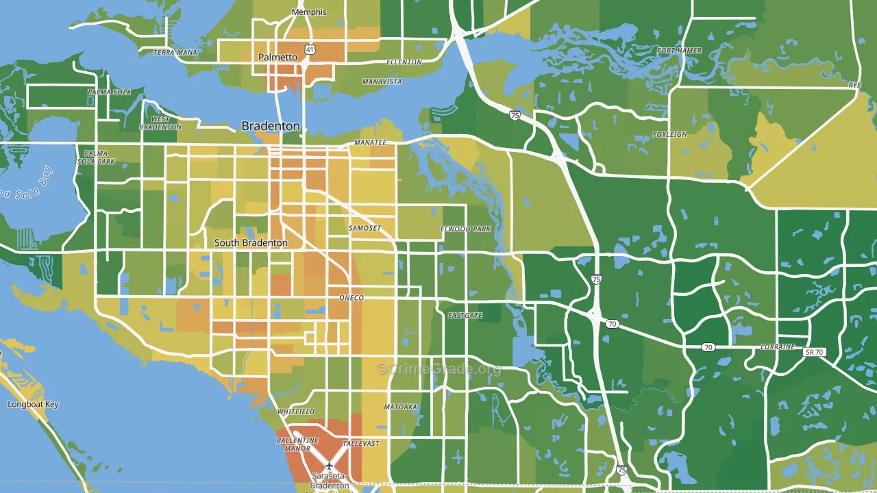Bradenton, FL Map of Murder Rates
