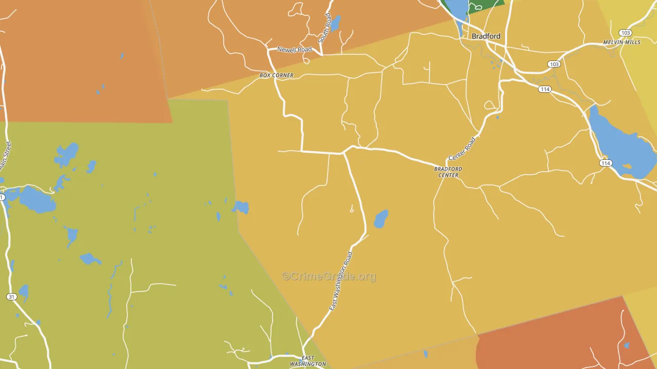 Bradford Center, NH Map of Murder Rates