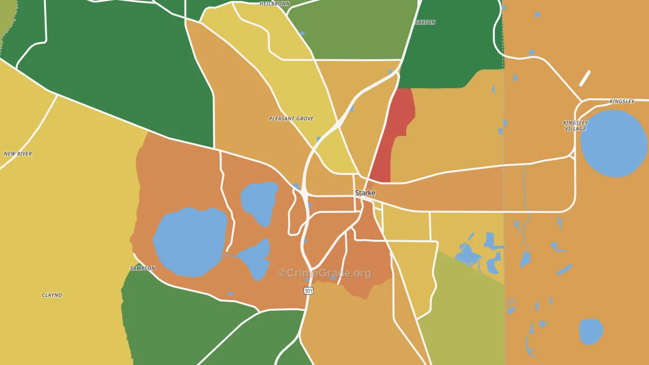 Bradford County, FL Map of Murder Rates