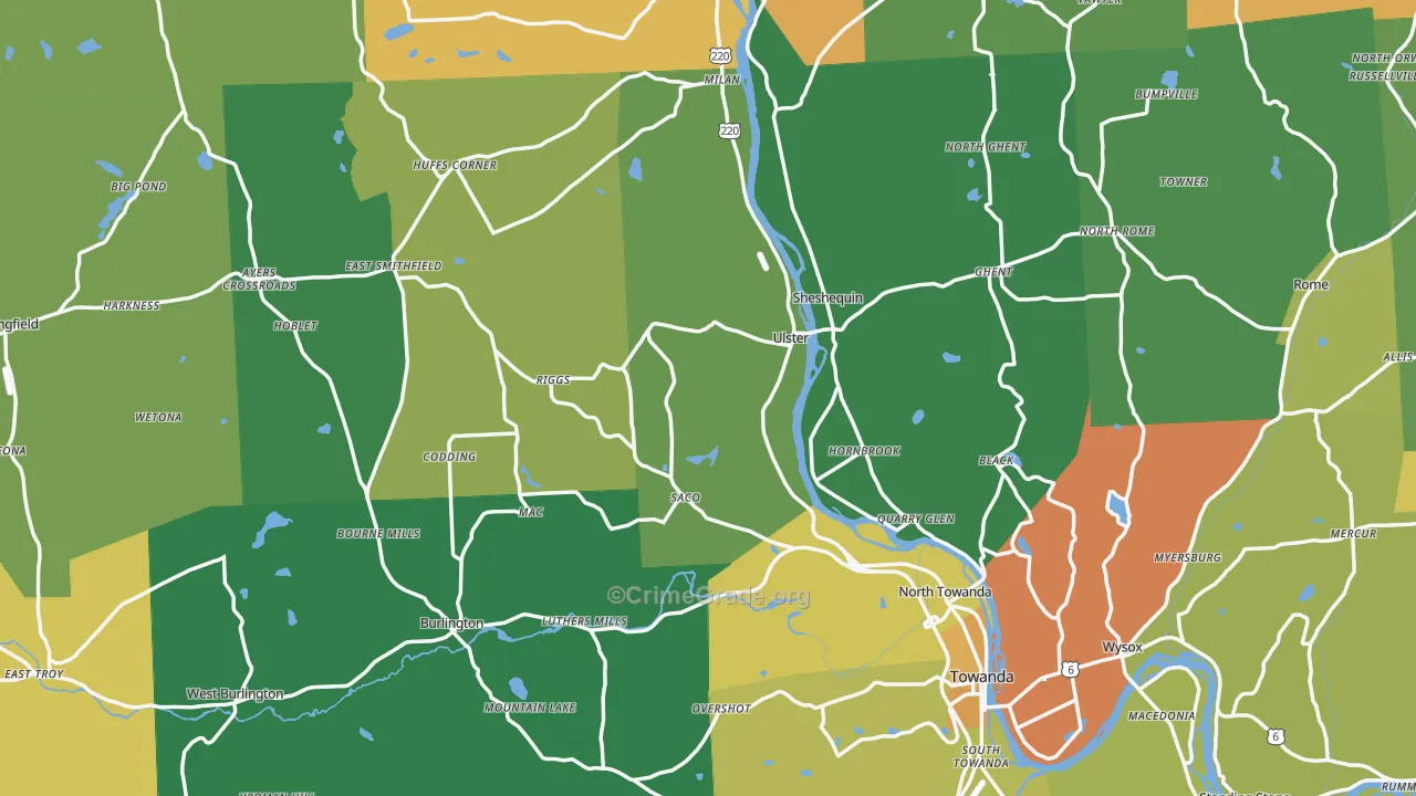 Bradford County, PA Map of Murder Rates