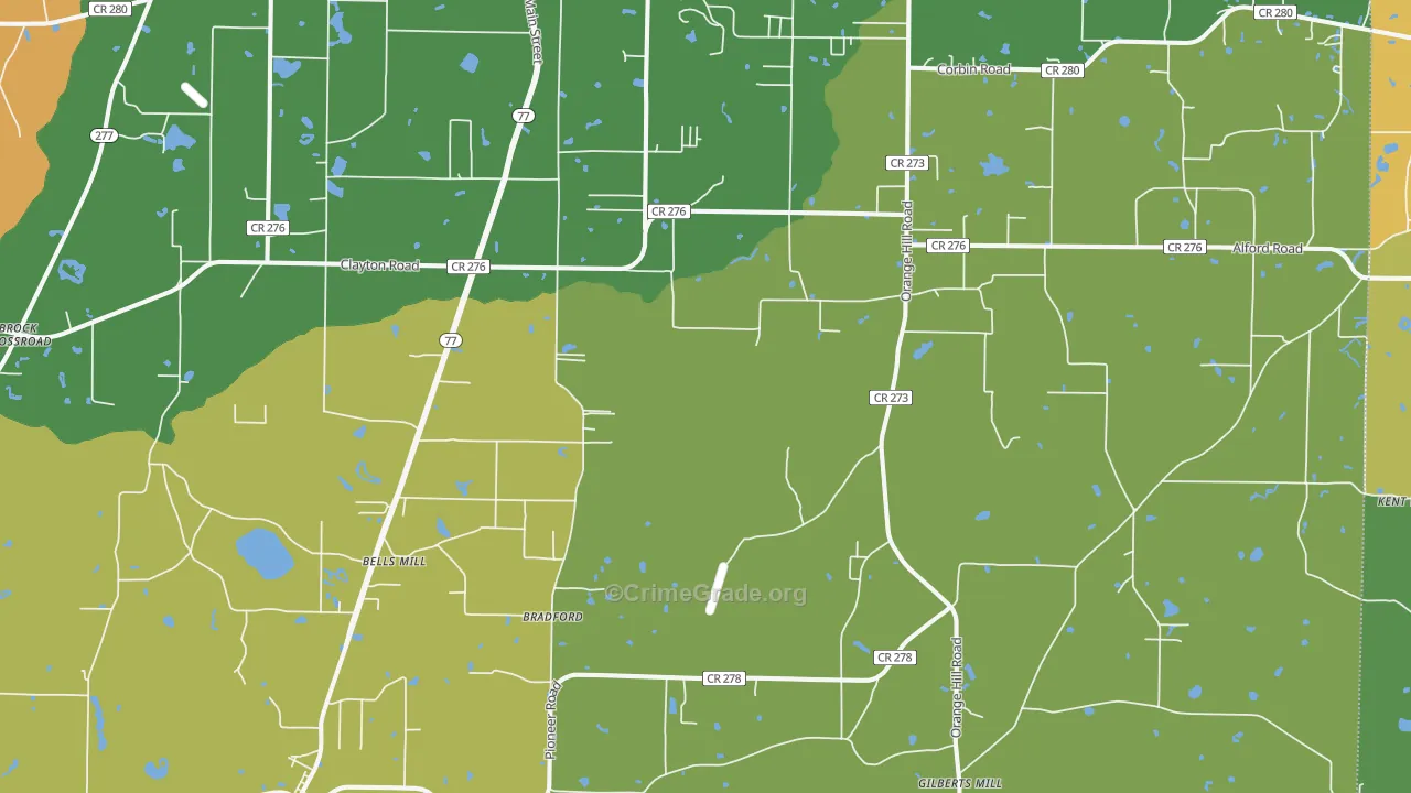 Bradford, FL Map of Murder Rates