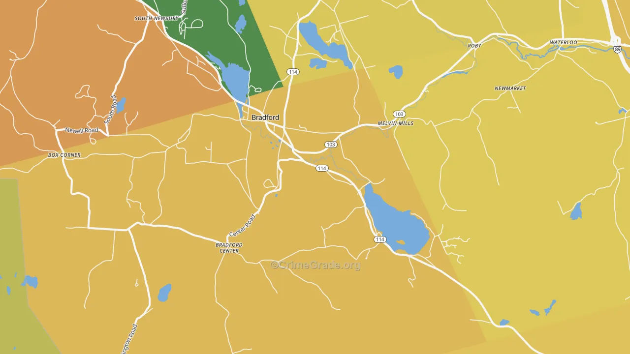Bradford, NH Map of Murder Rates