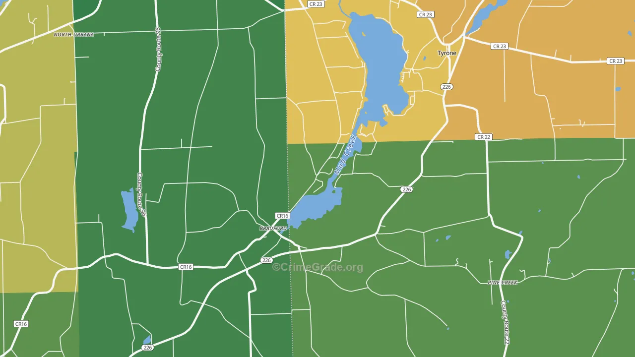 Bradford, NY Map of Murder Rates