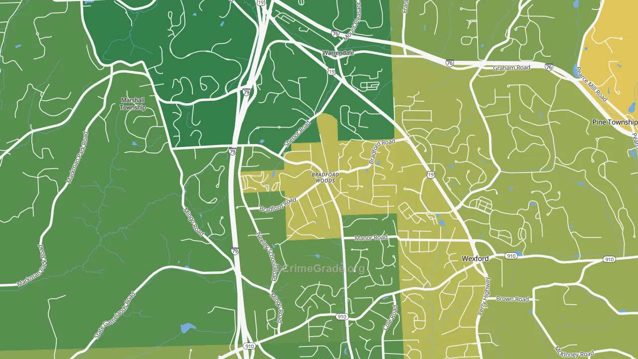 Bradford Woods, PA Map of Murder Rates