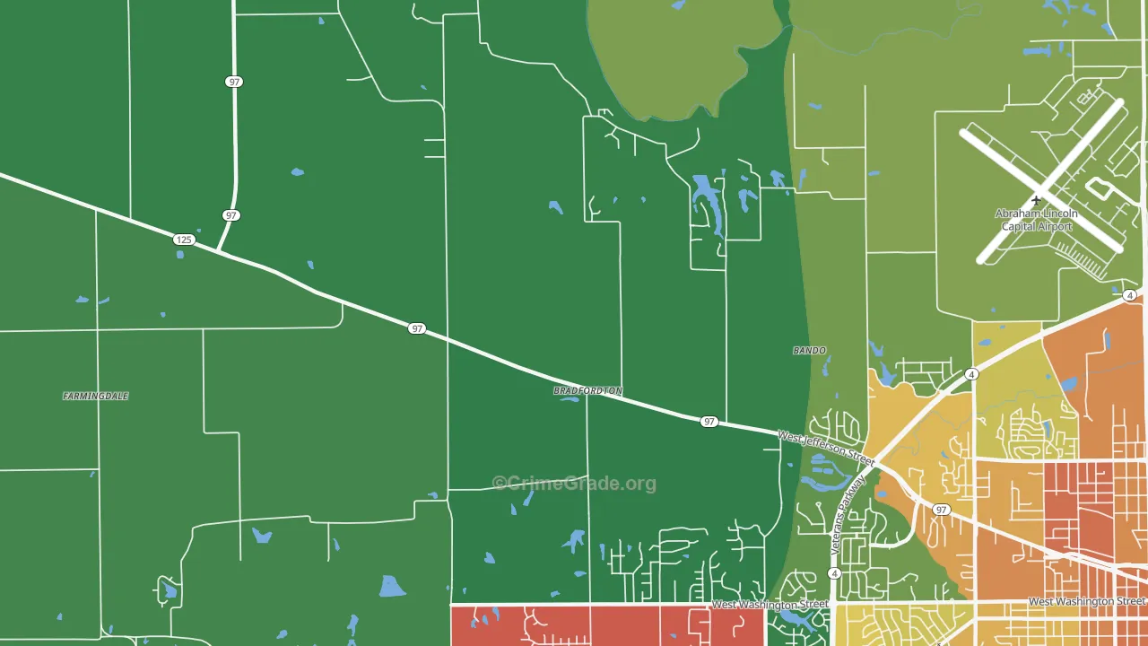 Bradfordton, IL Map of Murder Rates