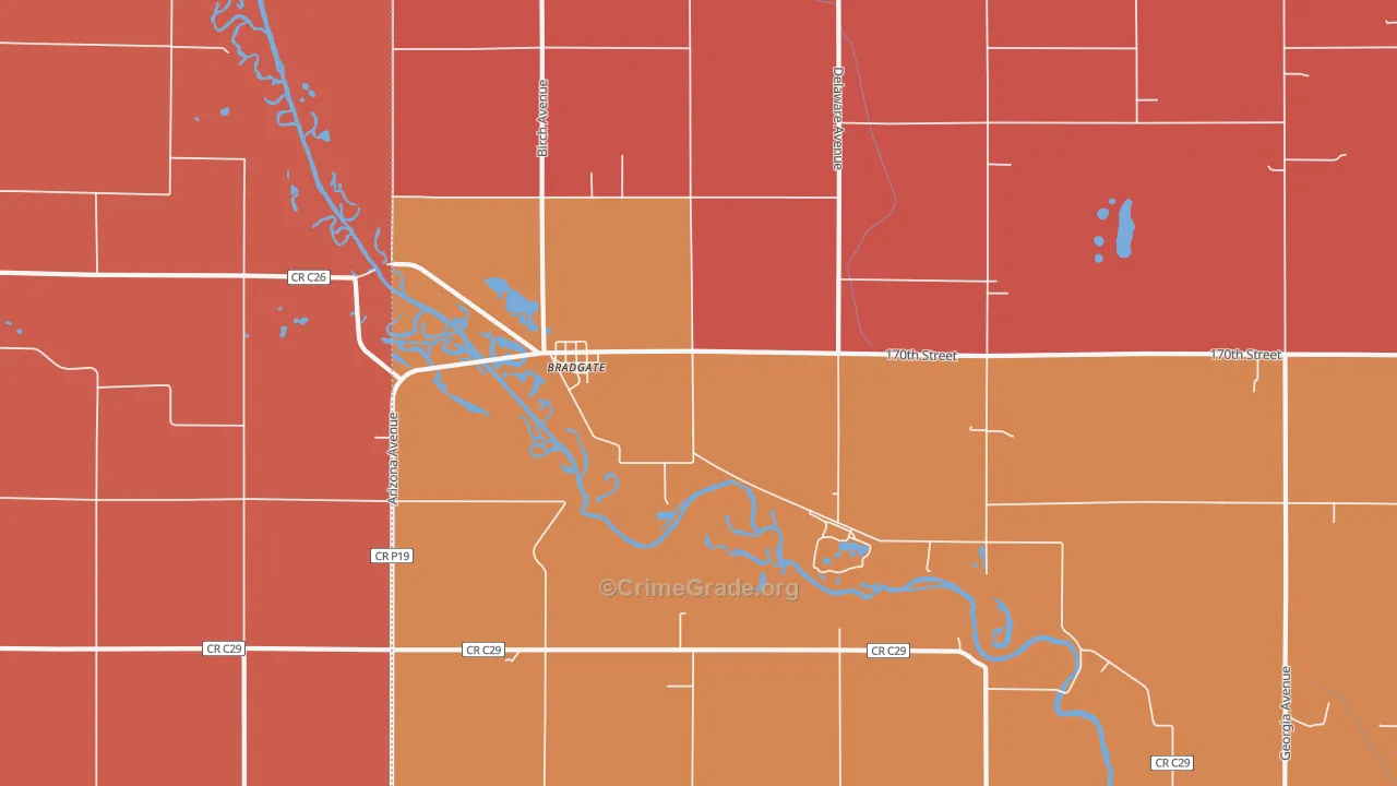Bradgate, IA Map of Murder Rates