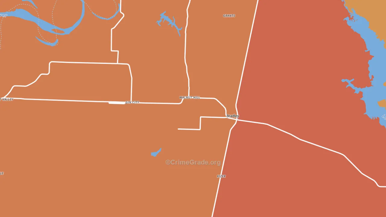 Bradley, AR Map of Murder Rates