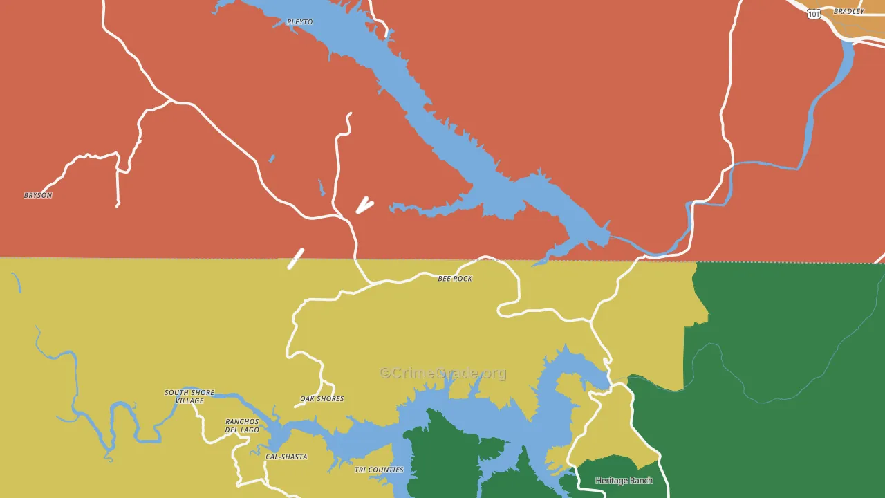 Bradley, CA Map of Murder Rates