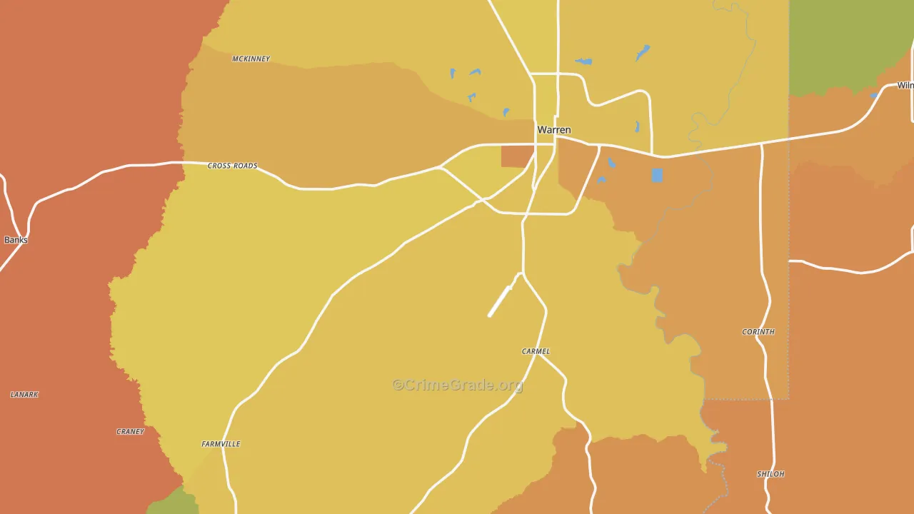 Bradley County, AR Map of Murder Rates