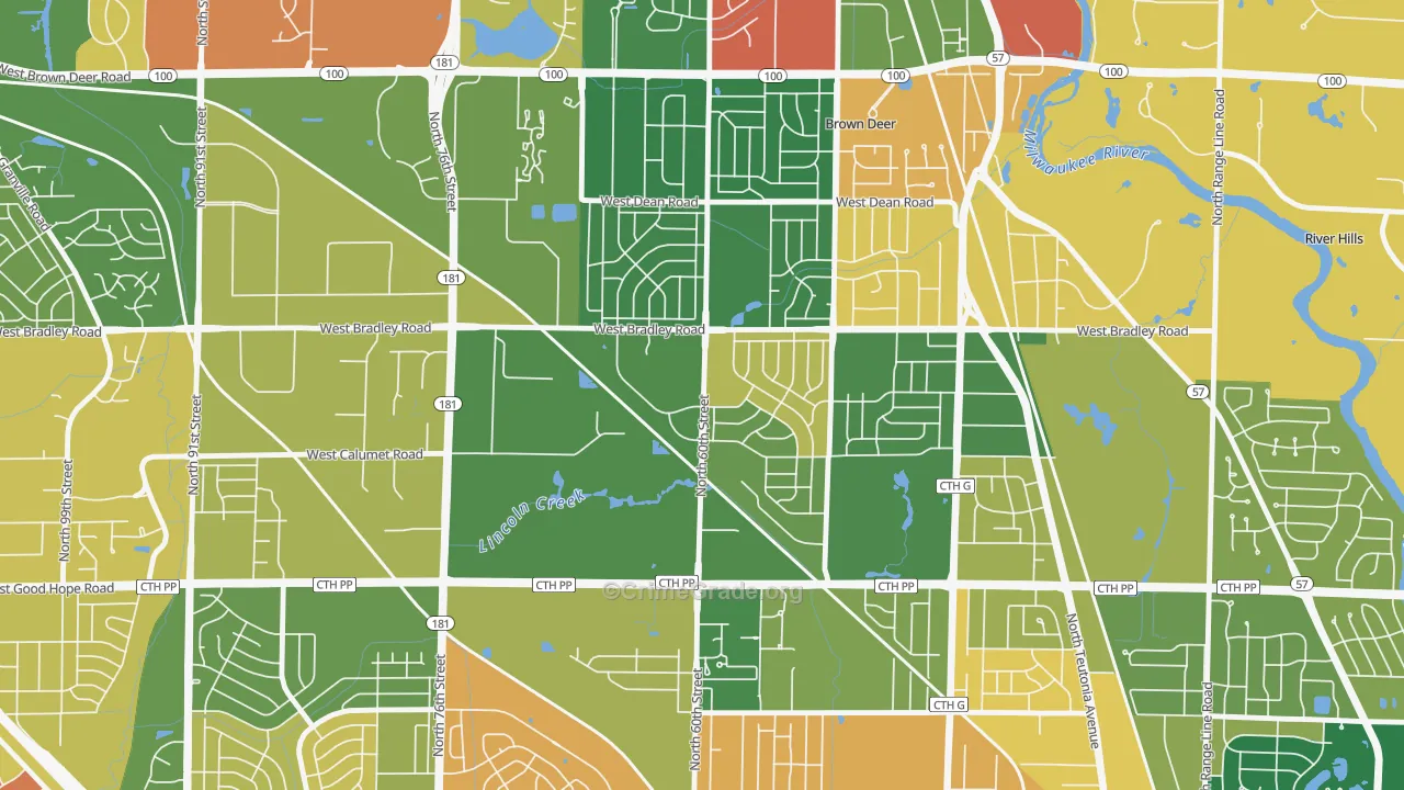 Bradley Estates, Milwaukee, WI Map of Murder Rates