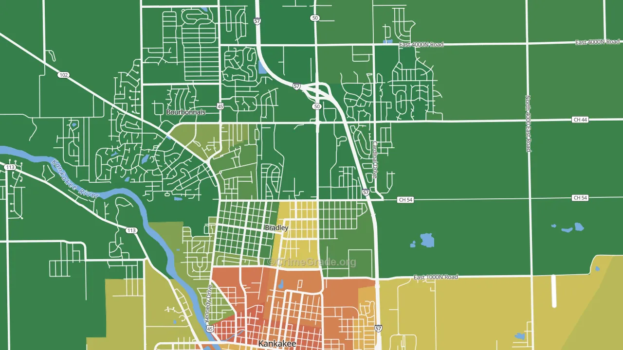 Bradley, IL Map of Murder Rates