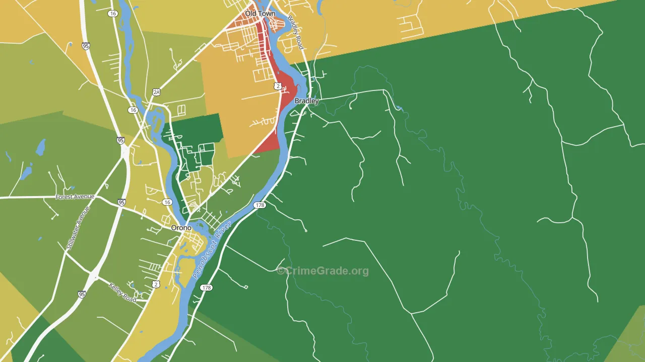 Bradley, ME Map of Murder Rates