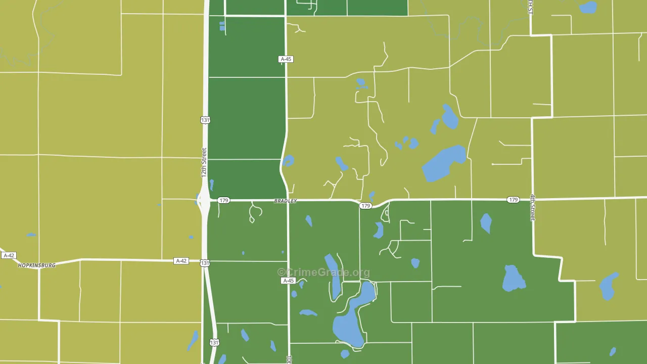 Bradley, MI Map of Murder Rates