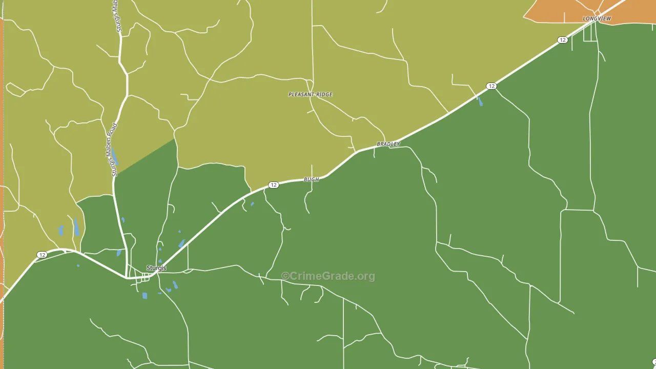Bradley, MS Map of Murder Rates