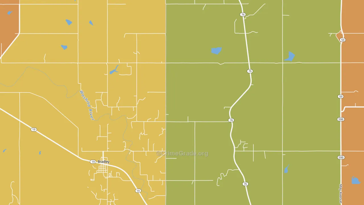 Bradley, OK Map of Murder Rates