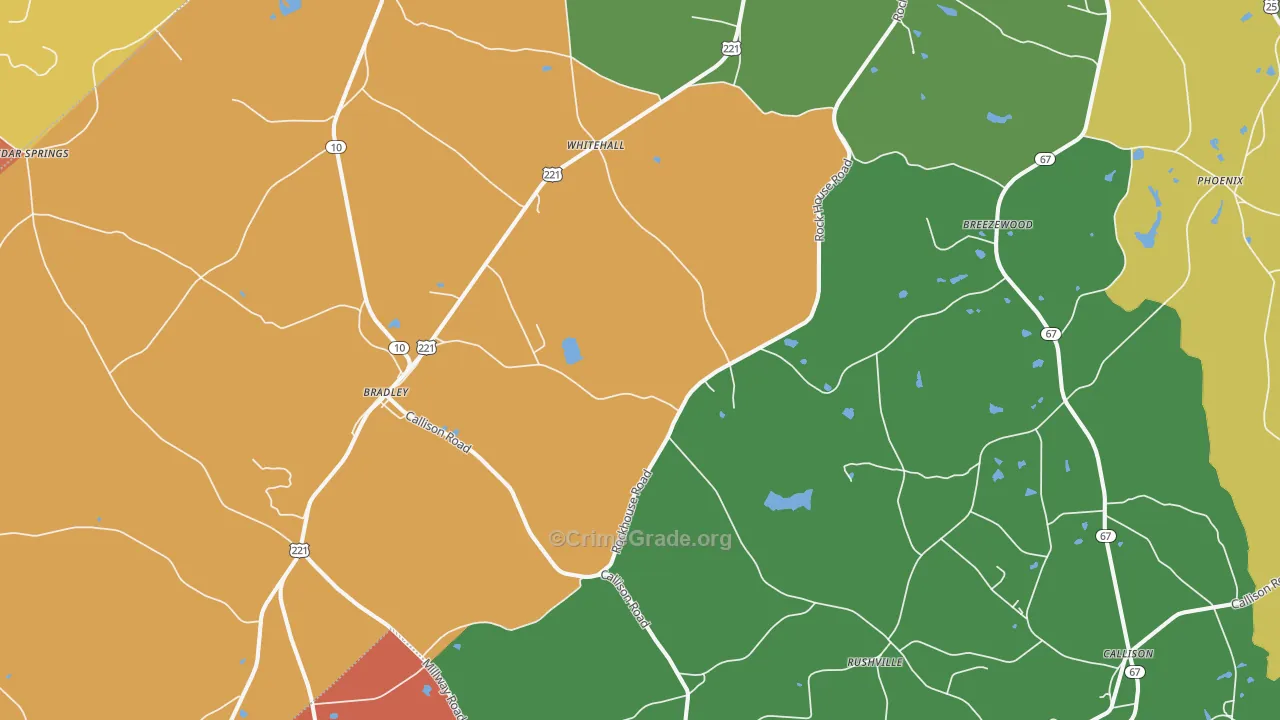 Bradley, SC Map of Murder Rates